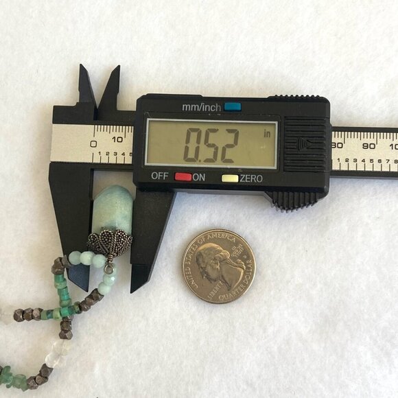 Sterling Silver 925 Turquoise Quartz Green Calcite Beaded Pendant Necklace 18" - Picture 16 of 16